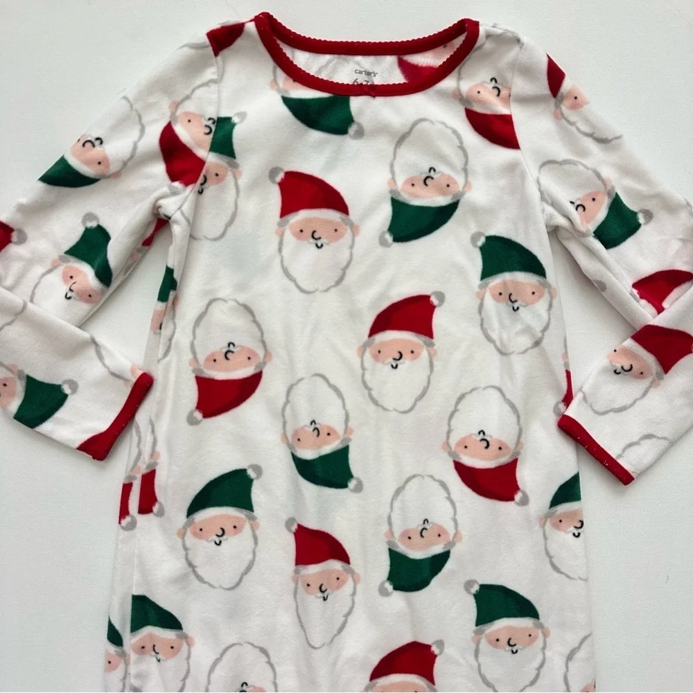Carter's White and Red Santa Nightgown Size 6-7 Girls